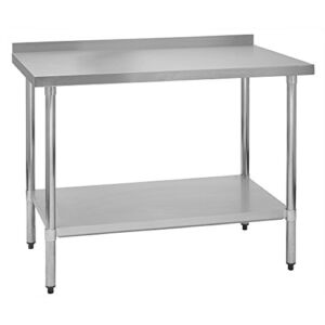 Fenix Sol Stainless Steel Commercial Kitchen Work Prep Table, 30″W x 36″L x 36″H, 2″ Backsplash