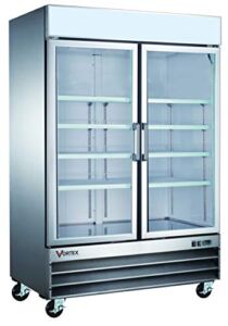 Commercial Grade Merchandiser Freezer | Stainless Steel Cabinet | 2 Glass Doors | Fog Resistant Glass | 45 Cu. Ft. | 8 Adjustable Shelves | 53.2” x 31.9” x 82.4” | R-290 Natural Refrigerant
