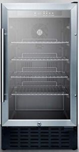 Summit Appliance SCR1841BCSS 18″ Wide Undercounter Glass Door All-Refrigerator with Digital Controls, Auto Defrost, Digital Thermostat, Lock, LED Light and Stainless Wrapped Steel Cabinet
