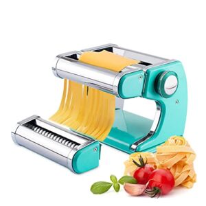 ORUK DTZN Pasta Maker Stainless Steel Manual Pasta Maker Machine with 7 Adjustable Thickness Settings,Suit for Homemade Spaghetti, Fettuccini, Lasagna, or Dumpling Skins Blue