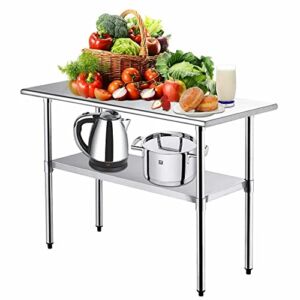 TimmyHouse Stainless Steel Food Prep & Work Table Commercial Kitchen Table Silver 36″ x 24″