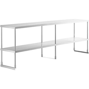 Pack 4! Stainless Steel Double Deck Overshelf – 18″ x 96″ x 32″Prep Table Shelf Stainless Steel Prep Table Overshelf Prep Deck Station Overshelf Stainless Steel Shelf for Prep & Work Table