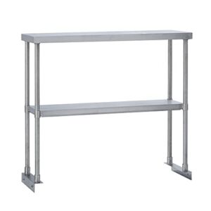 Fenix Sol Commercial Kitchen Stainless Steel Double Overshelf, 18″ W x 48″L x 31″H, NSF Certified