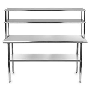 KPS Commercial Stainless Steel Work Prep Table 18 x 72 with Double Overshelf 12 x 72 – NSF