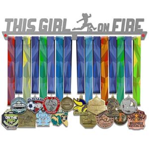 VICTORY HANGERS This Girl is on Fire Medal Hanger Display – Wall Mounted Award Metal Holder – 100% Stainless Steel Rack for Champions