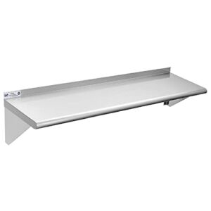 Hally Stainless Steel Shelf 12 x 48 Inches 280 lb, NSF Commercial Wall Mount Floating Shelving for Restaurant, Kitchen, Home and Hotel