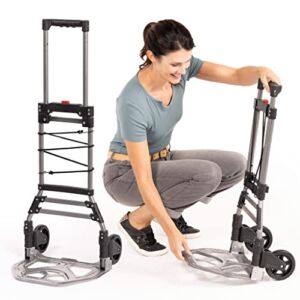 HaulPro-COLAPSA Cart Foldable Hand Truck Dolly – 5″ Rubber Wheels Personal Dolly Cart – 150lb Capacity Dolly for Indoor Outdoor, Travel, Moving and Office Use | 40″ Tall and 11″ x 15″ Wide Base