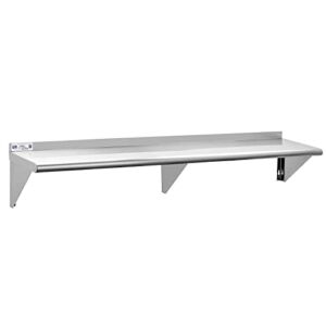 Hally Stainless Steel Shelf 14 x 72 Inches, 450 lb, Commercial Wall Mount Floating Shelving for Restaurant, Kitchen, Home and Hotel
