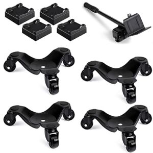 4-Pack Steel Tri-Dolly Set with Lifter, 3 Wheel Mover Dollys for Heavy Furniture, Pool Table, Grand Piano Table (Ten inch)