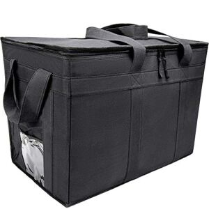 Brandzini Insulated Delivery Grocery Bag Carrier, 23″ X14″ X15″, Ideal for Uber Eats, Postmates, Doordash, Catering, and Grocery Shopping (XXXL)