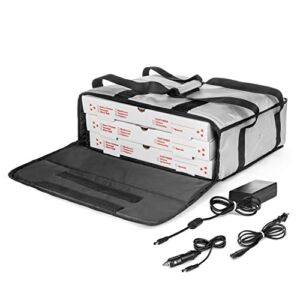Homevative Electric Heated & Insulated Pizza & Food Delivery Bag. Home Outlet & Car Power Plugs Included, Holds 3 Large Pizza Boxes