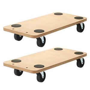 Factorduty 2 Pack of 23 X 11.5 Rectangle Wood Platform Dolly Dollies Furniture Dolly Mover Carrier Dolly Cart 500-LB Load Rating 3 Inch Wheel Pack of 2
