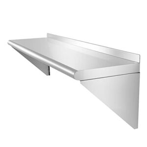 Chingoo Stainless Steel Shelf 12 x 48 Inch, 350 lb Load Capacity, Commercial Wall Mount Stainless-Steel Shelves for Restaurant, Kitchen, Home & Hotel