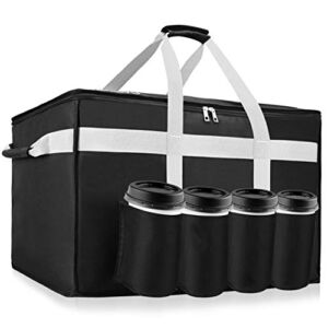 YUOIOYU Insulated Food Delivery Bag – Premium Waterproof Delivery Bag XXL with Cup Holders Grade for Hot Food Delivery/Drink Carriers, Suitable for UberEats/DoorDash/PostMates/Grubhub Food Delivery