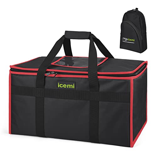 iceMi High-Quality Insulated Delivery Bag, 22″x13″x12″,Meal Delivery Bag, Used for Food Delivery, Commercial-Grade Food Constant Temperature Bag,Black（with A Small Waist Bag） | The Storepaperoomates Retail Market - Fast Affordable Shopping