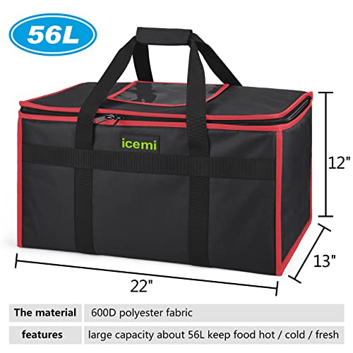 iceMi High-Quality Insulated Delivery Bag, 22″x13″x12″,Meal Delivery Bag, Used for Food Delivery, Commercial-Grade Food Constant Temperature Bag,Black（with A Small Waist Bag） | The Storepaperoomates Retail Market - Fast Affordable Shopping