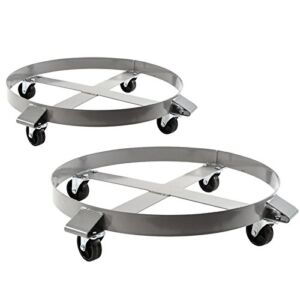 2 Heavy Duty Drum Dollies 1000 Pound – 55 Gallon Swivel Casters Wheel Steel Frame Non Tipping Hand Truck Capacity Dolly