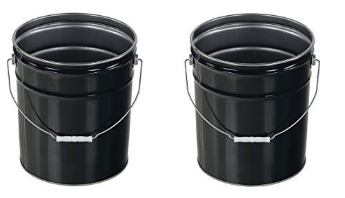 Vestil Pail-STL-RI Steel Open Head Pail with Handle, 5 Gallon Capacity, Black (Pack of 2) | The Storepaperoomates Retail Market - Fast Affordable Shopping