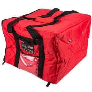 Rubbermaid Commercial Products Insulated Pizza & Food Delivery Bag, Large, 20 Inch, Red, Fits 6 Pizzas, Reusable, Food Service