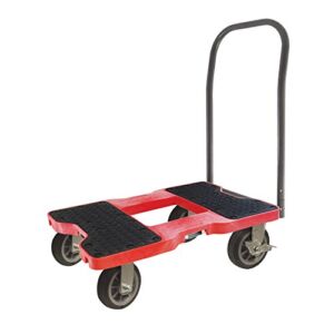 SNAP-LOC 1500 LB All-Terrain Push CART Dolly RED with Steel Frame, 6 inch Casters, Push Bar and Optional E-Strap Attachment