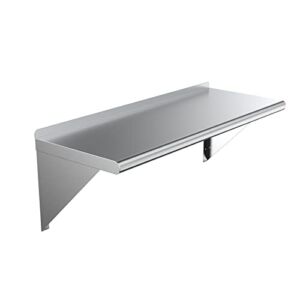 AmGood 14″ X 48″ Stainless Steel Wall Shelf | Metal Shelving | Garage, Laundry, Storage, Utility Room | Restaurant, Kitchen | Food Prep | NSF Certified