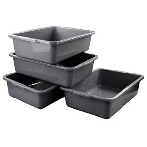 Obstnny 4-Pack Large Bus Tubs Commercial, 32 L Plastic Dish Pan Basin