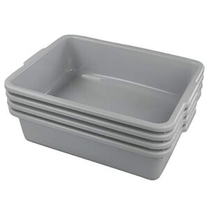 Anbers 4-Pack Commercial Tote Box, Plastic Bus Box, Bus Tubs, 22 L, Gray