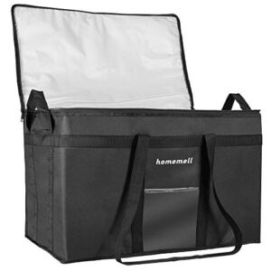 Homemell Insulated Resuable Grocery Bag , and Food Delivery Bag XXXL Ideal for Groceries and Professional Food Delivery Tote Bag for Restaurant, Catering, Buffet Server Transport Durable Zippers