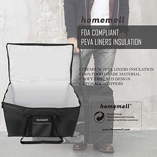 Homemell Insulated Resuable Grocery Bag , and Food Delivery Bag XXXL Ideal for Groceries and Professional Food Delivery Tote Bag for Restaurant, Catering, Buffet Server Transport Durable Zippers | The Storepaperoomates Retail Market - Fast Affordable Shopping