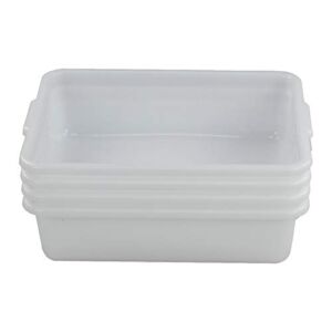 Joyeen Wash Basin Tub, Plastic Dish Pan 8 Liter, White Bus Tubs, Set of 4