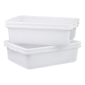 AnnkkyUS 4-Pack 13 Liter Commercial Bus Tubs, White Plastic Wash Basin Bus Tote