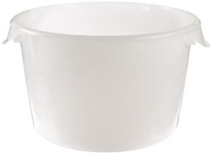Rubbermaid Commercial Products Plastic Round Food Storage Container for Kitchen/Food Prep/Storing, 12 Quart, White, Container Only (FG572600WHT)