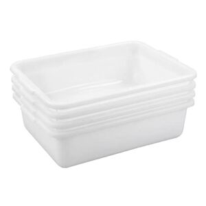 Gloreen 4-Pack Commercial Bus Tubs, 8 L, White Wash Basin Plastic Dish Pan