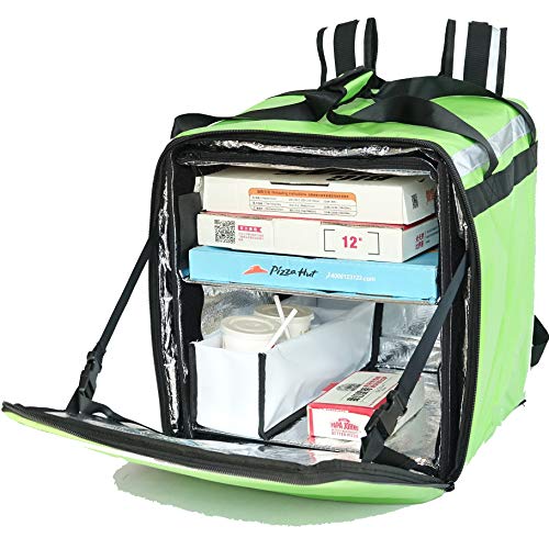 PK-76F: Doubledeck Insulated Pizza/Food Delivery Backpack Bag, 16″x 15″x 18″,With a Cup Holder. A Glossy Waterproof, Collapsible Food Take-Out Box For Catering, Restaurant Delivery, 76Liters(Green) | The Storepaperoomates Retail Market - Fast Affordable Shopping