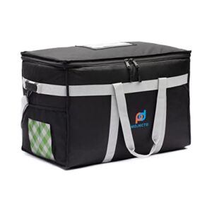 XXX-Large Insulated Food Delivery Bag with Hard Bottom (23x15x14 In) – Heavily Insulated, Commercial Grade Oversized #10 Double Zipper, Hard Bottom, Extra Side Pockets.