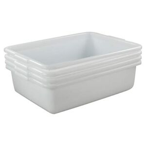 Kekow 4-Pack 22 L Commercial Bus Tubs/Bus Box, White Large Plastic Tote Box