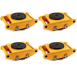 4Pcs Machinery Mover Set Machine Dolly Skate 4 Rollers 6Ton with 360° Rotate Cap 【Apply for Epoxy-Coating Floor】