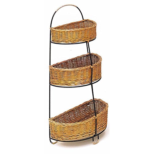 Half-Round 3-Tier Rattan Basket Floor Display – 18 1/2″L x 11 1/2″W x 39″H | The Storepaperoomates Retail Market - Fast Affordable Shopping