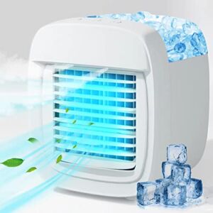 ANGORADO Portable Air Conditioner for Personal, Mini Air Conditioner Fan with LED Night Light, Evaporative Air Cooler for Small Room, Kitchen, Home and Office (White)