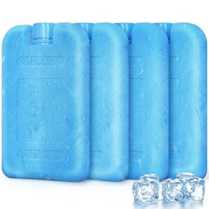 BREEZEWELL Ice Packs Replacement for Coolers, Set of 4 in 1 Reusable Ice Packs, Fast Freeze & Long Lasting Freezer Packs for Lunch Containers, Backpack, Cooler Fan, Picnics, Camping, Beach, Fishing