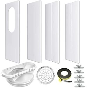 Portable AC Window Kit with 2-in-1 Coupler for Exhaust Hose with 5.0″ or 5.9” Diameter, Universal Air Conditioner Window Vent Kit with 4 Adjustable Slide Seal Plates Length from 17″ to 60″