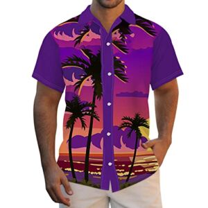 ZDFER Hawaiian Shirt for Men Summer Beach Flower Shirt Turndown Collar Casual Short Sleeve Button Down Shirts for Men Mens Christmas Shirts Golf Shirts Ping Golf Shirts for Men Polo Shirts for Men