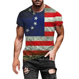 ZDFER Men’s Muscle Fitness Short Sleeve T-Shirts Independence Day Printed Personalized Sweatshirt Summer Round Neck Tops Mens Christmas Shirts Golf Shirts Ping Golf Shirts for Men Polo Shirts for Men