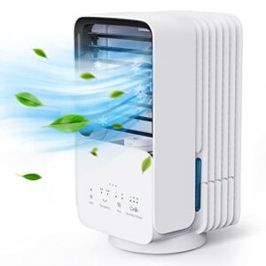 Portable Air Cooler, JREAWD 3 in 1 Mini Air Cooler with 120° Oscillation 3 Speeds USB Evaporative Air Cooler Fan with LED Light for Home Office Bedroom Kitchen Tent