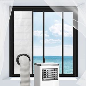 Window Seal for Portable Air Conditioner, Flexible Length of Window Vent Kit for Exhaust Hose, Waterproof Cloth Sealing with Coupler and Adhesive Fastener for Sliding Window, 30×50-104CM