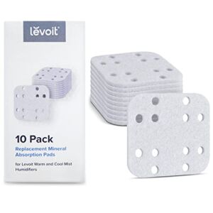 LEVOIT 10-Pack Humidifier Replacement Filter, Mineral Absorption Pad, Prevent Stubborn Mineral Buildup and Increase Humidification Efficiency, Compatible with LV600S, LV600HH, OasisMist, White