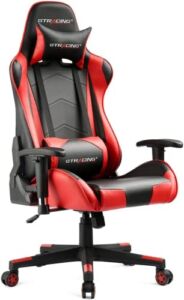 GTRACING Gaming Chair Racing Office Computer Ergonomic Video Game Chair Backrest and Seat Height Adjustable Swivel Recliner with Headrest and Lumbar Pillow Esports Chair,Red