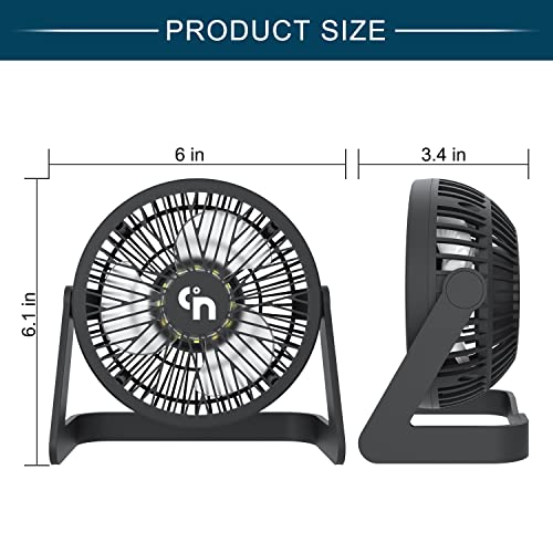 HomeLifairy 5.3 inch USB Desk Fan with LED Light, 3 Speeds Quiet Small Fan,360°Rotation Cooling Table Fan, Mini USB Desktop Fan for Desk Home Office Bedroom | The Storepaperoomates Retail Market - Fast Affordable Shopping