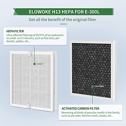 Elowoke E-300L Filter Compatible with MOOKA Air Purifier Replacement Filter E-300L H13 True HEPA Cleaner for Home Large Room, 1 x H13 True HEPA | The Storepaperoomates Retail Market - Fast Affordable Shopping