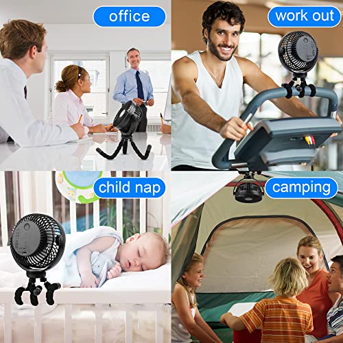 Baby Stroller Portable Fan 65Hours 10000mAh Rechargeable Personal Fan with Flexible 360° Rotatable Octopus Tripod，Strong wind Ultra Quiet Portable Handheld Fan, Student Bed Desk Office Room Camping | The Storepaperoomates Retail Market - Fast Affordable Shopping